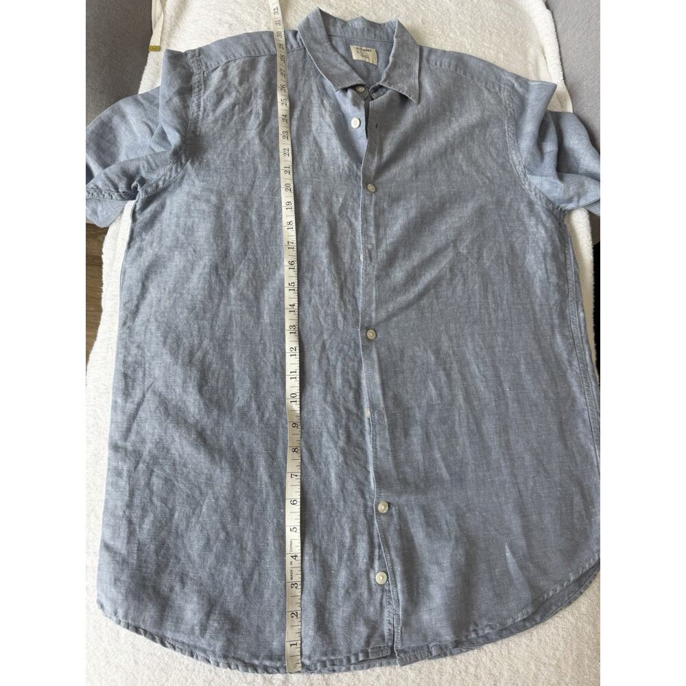 Old Navy Men’s Linen Blend Grey blue Button down Short sleeve Shirt Size L - Picture 6 of 7